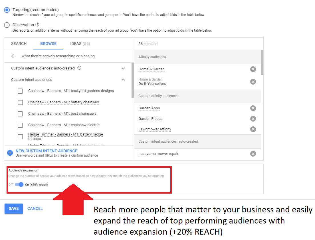 GOOGLE DISCOVERY ADS: *NEW* Audience Expansion (+20% REACH) 