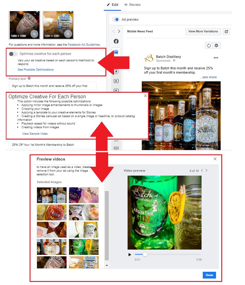 Facebook Dynamic Ads optimisation for creative