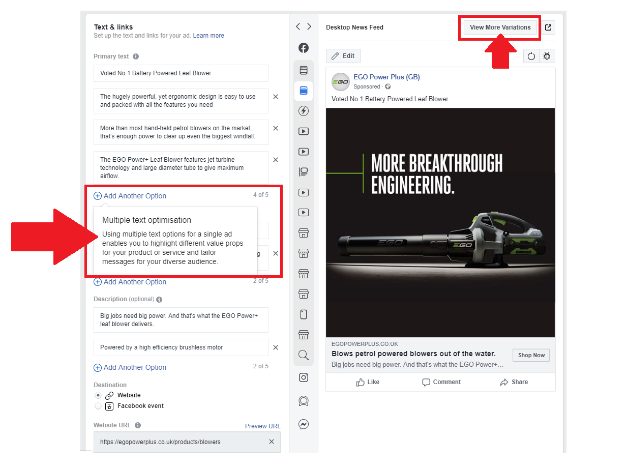 Snapshot of how Facebook's new responsive ads work