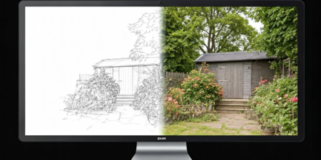 Gen AI image of a garden shed